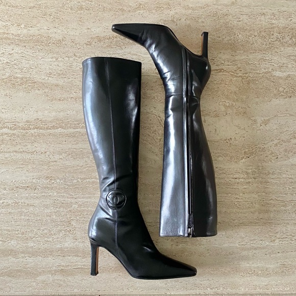 Vintage Chanel CC Knee High Boots - Picture 1 of 12